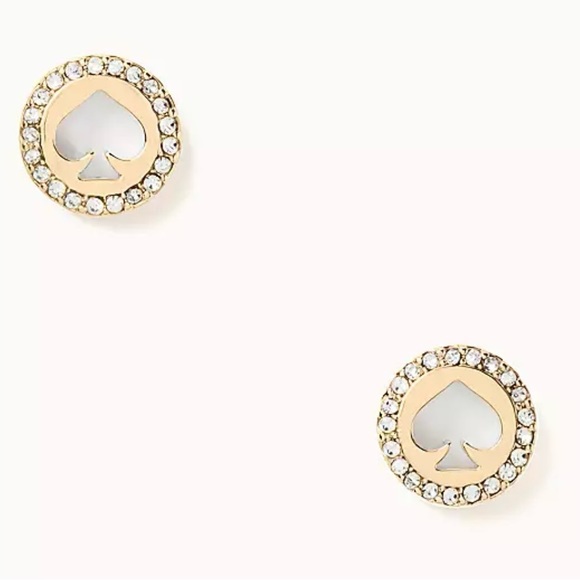 Kate Spade Spot the Spade Pave Halo Spade Studs Color: Gold/Clear NWT - Picture 1 of 5